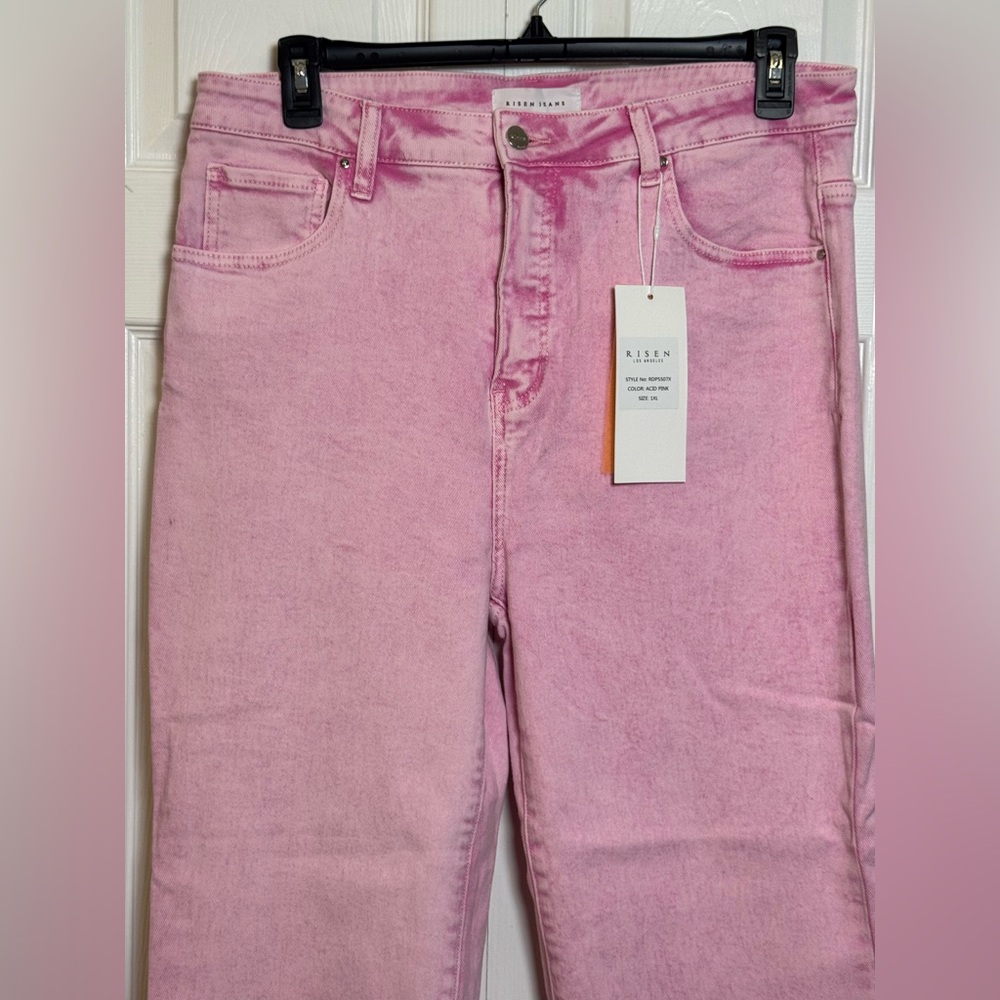 Risen Pink Straight Leg Women Jeans - Picture 2 of 7